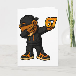 Dabbing Bär 67 Meme Lustig Brainrot Hip Hop Kinder Karte