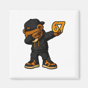 Dabbing Bär 67 Meme Lustig Brainrot Hip Hop Kinder Magnet