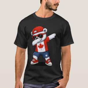 Dabbing Bär Kanada-Flagge Lustige Streetwear Patri T-Shirt