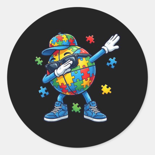 Dabbing Baseball Au Bewusstsein Runder Aufkleber (Vorderseite)