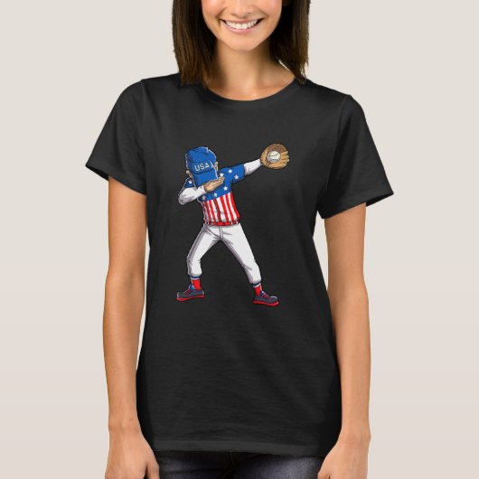Dabbing Baseball Player 4. Juli USA Amerikaner F T-Shirt (Vorderseite)