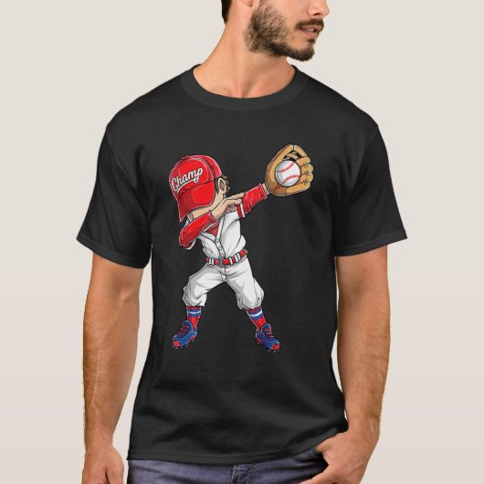 Dabbing Baseball Player Catcher Pitcher Funny Boys T-Shirt (Vorderseite)