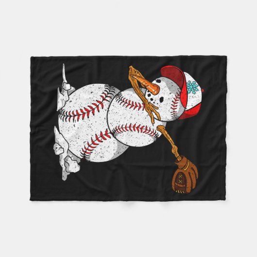 Dabbing Baseball Snowman Snow Christmas Xmas Holid Fleecedecke (Vorderseite (Horizontal))