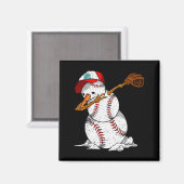 Dabbing Baseball Snowman Snow Christmas Xmas Holid Magnet (Vorderseite/Rückseite)