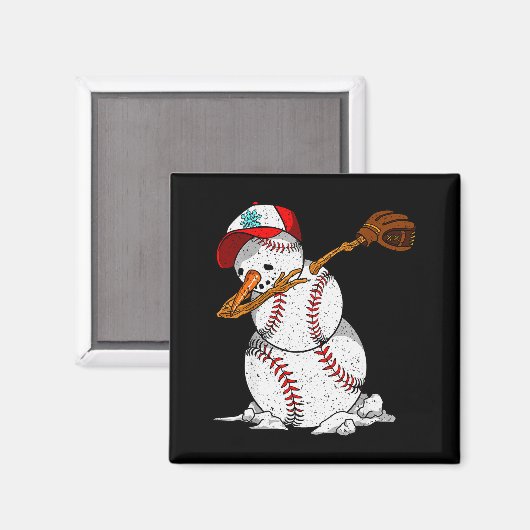 Dabbing Baseball Snowman Snow Christmas Xmas Holid Magnet (Vorderseite/Rückseite)
