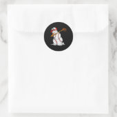 Dabbing Baseball Snowman Snow Christmas Xmas Holid Runder Aufkleber (Tasche)