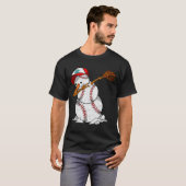 Dabbing Baseball Snowman Snow Christmas Xmas Holid T-Shirt (Vorne ganz)