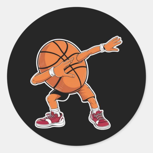 Dabbing Basketball Ball Funny Sports Player Runder Aufkleber (Vorderseite)
