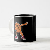 Dabbing Basketball Ball Funny Sports Player Zweifarbige Tasse (Vorderseite Links)