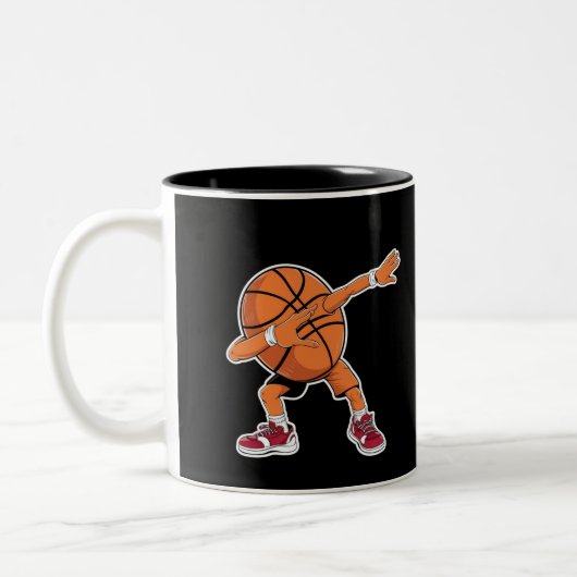 Dabbing Basketball Ball Funny Sports Player Zweifarbige Tasse (Links)