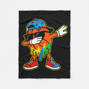 Dabbing Basketball Eiscreme Tropf Jungen Basketbal Fleecedecke