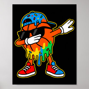 Dabbing Basketball Eiscreme Tropf Jungen Basketbal Poster