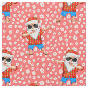 Dabbing Beach Santa Claus im Aloha Shirt Tropica Stoff