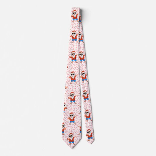 Dabbing Beach Santa Claus in einem Aloha Shirt mit Krawatte (Vorderseite)