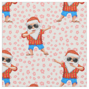 Dabbing Beach Santa Claus in einem Aloha Shirt mit Stoff