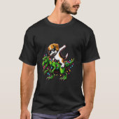 Dabbing Beagle auf Weihnachten Lichter Dinosaurier T-Shirt (Vorderseite)