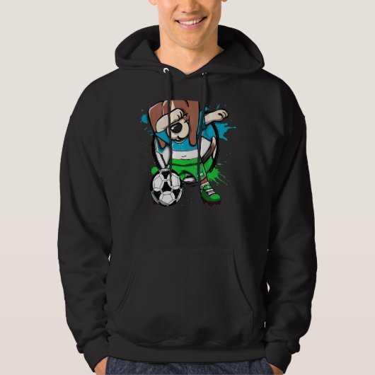 Dabbing Beagle Dog Usbekistan Fußball Fans Jersey  Hoodie (Vorderseite)