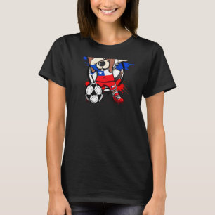 Dabbing Beagle Hund Chile Fußballfans Trikot Fußba T-Shirt