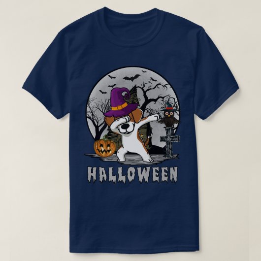 Dabbing Beagle Hund Hexenhut Witzhund Hund Hallowe T-Shirt (Design vorne)