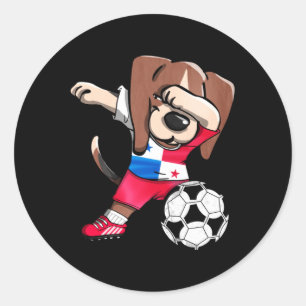Dabbing Beagle Panama Fußballfans Jersey Runder Aufkleber