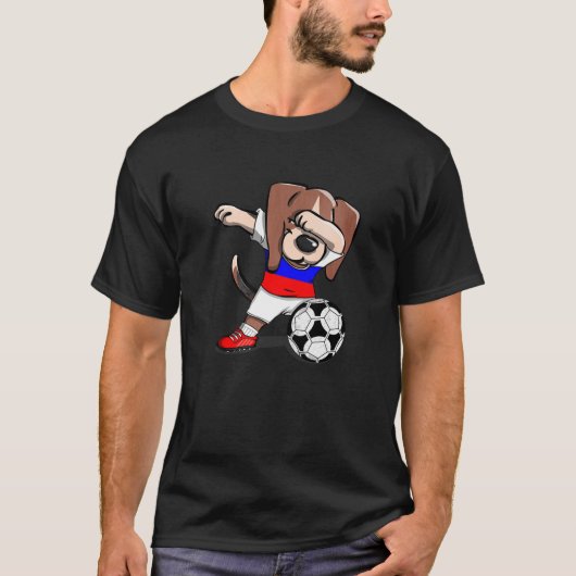 Dabbing Beagle Russland Fußball Fans Jersey Russis T-Shirt (Vorderseite)