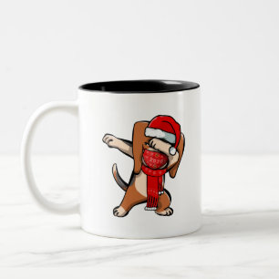 Dabbing Beagle trägt Gesichtsmaske Dab Tanz Niedli Zweifarbige Tasse