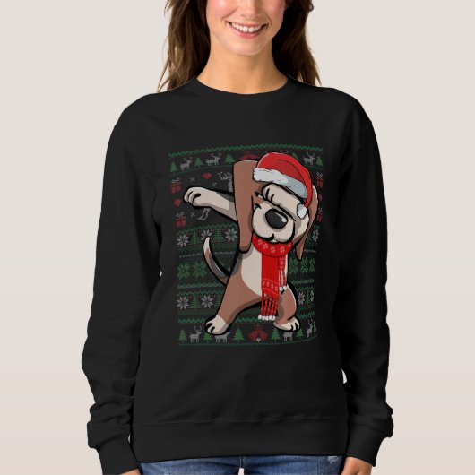 Dabbing Beagle Ugly Christmas Sweater Funny Party Sweatshirt (Vorderseite)