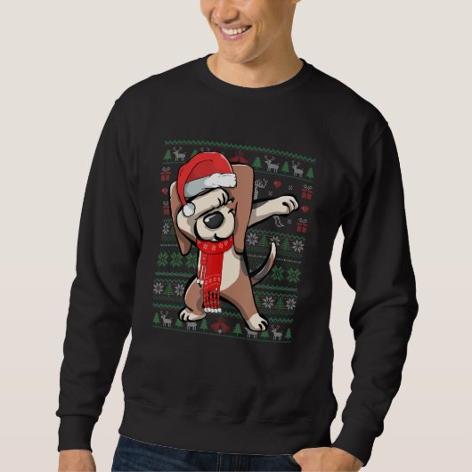 Dabbing Beagle Ugly Christmas Sweater Funny Party Sweatshirt (Vorderseite)