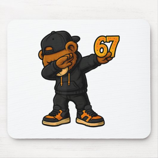 Dabbing Bear 67 Meme Lustig Brainrot Hip Hop Kinde Mousepad (Vorne)