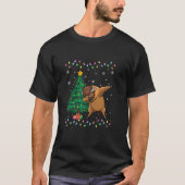 Dabbing Bison Xmas Tree Lights Ugly Christmas Swea T-Shirt (Vorderseite)