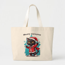 Dabbing Black Cat: Meowy Weihnachtsfeierlichkeiten Jumbo Stoffbeutel