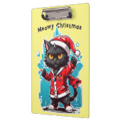 Dabbing Black Cat: Meowy Weihnachtsfeierlichkeiten Klemmbrett (Links)
