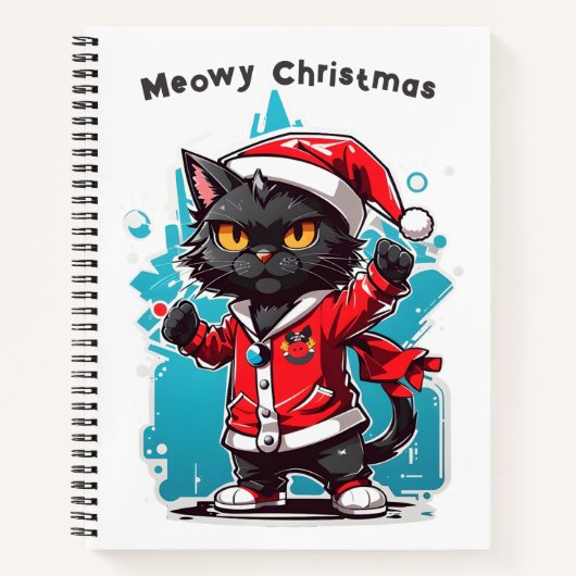 Dabbing Black Cat: Meowy Weihnachtsfeierlichkeiten Notizblock (Vorderseite)