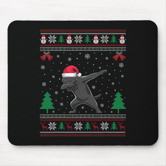 Dabbing Black Labrador Weihnachtsmannmütze Boys Gi Mousepad (Vorne)
