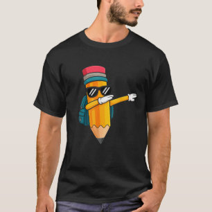 Dabbing Bleistift Tanzend Zurück Zur Schule Lustig T-Shirt