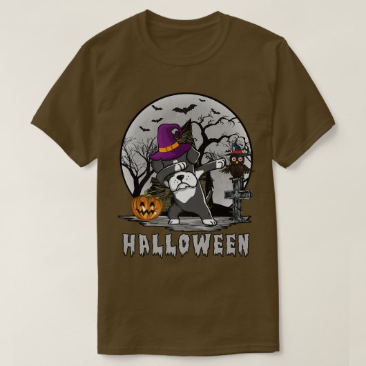 Dabbing Boer Dog Hexenhut Funny Hund Halloween Cos T-Shirt (Design vorne)