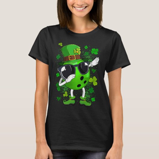 Dabbing Bowling Ball Leprechaun Saint Patrick's Da T-Shirt (Vorderseite)