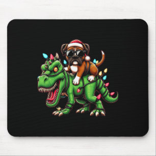Dabbing Boxer Dog Xmas Lichter Dinosaurier T Rex K Mousepad