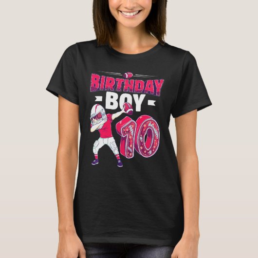 Dabbing Boy 10 Year Old American Football 10th Bir T-Shirt (Vorderseite)