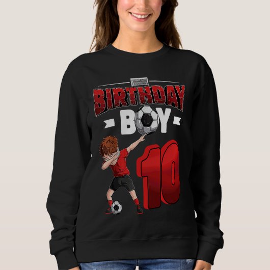 Dabbing boy 10 year old Soccer Player 10th birthda Sweatshirt (Vorderseite)