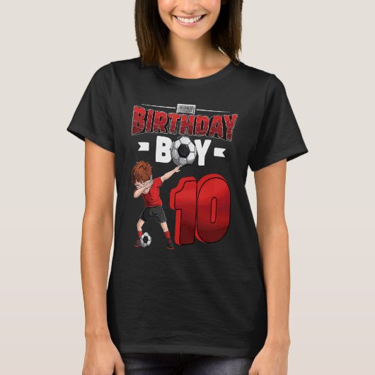 Dabbing boy 10 year old Soccer Player 10th birthda T-Shirt (Vorderseite)