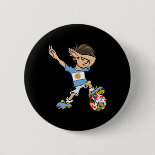Dabbing Boy Argentinien Fußballtrikot Nationalflag Button