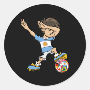 Dabbing Boy Argentinien Fußballtrikot Nationalflag Runder Aufkleber