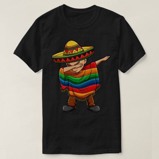 Dabbing Boy Mexican Poncho Cinco de Mayo Sombrero  T-Shirt (Design vorne)