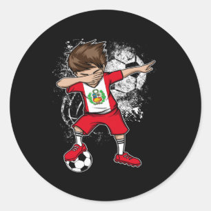 Dabbing Boy Peru Fußballtrikot Peruanisches Fuß Runder Aufkleber