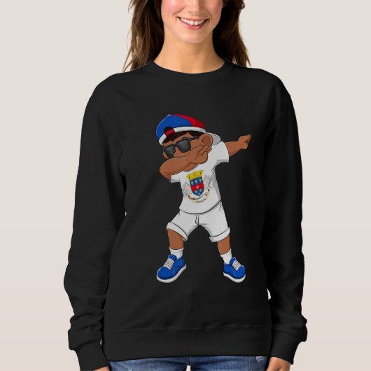 Dabbing Boy Saint Barthelemy Flag Kids Dab Dance Sweatshirt (Vorderseite)