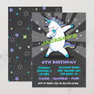 Dabbing Boy Unicorn Geburtstagsparty Einladung