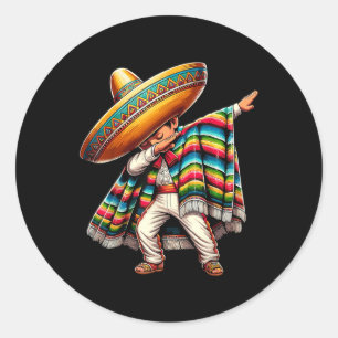 Dabbing Boys Mexican Poncho Cinco De Mayo Runder Aufkleber