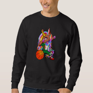Dabbing Braune Haut Einhorn Algerien Basketball Fa Sweatshirt