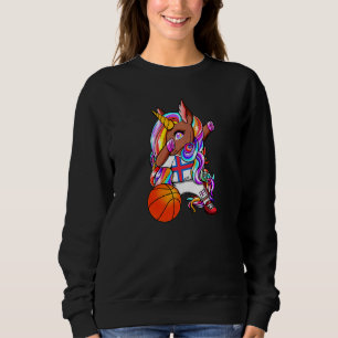 Dabbing Brown Skin Unicorn Färöer Basketbal Sweatshirt